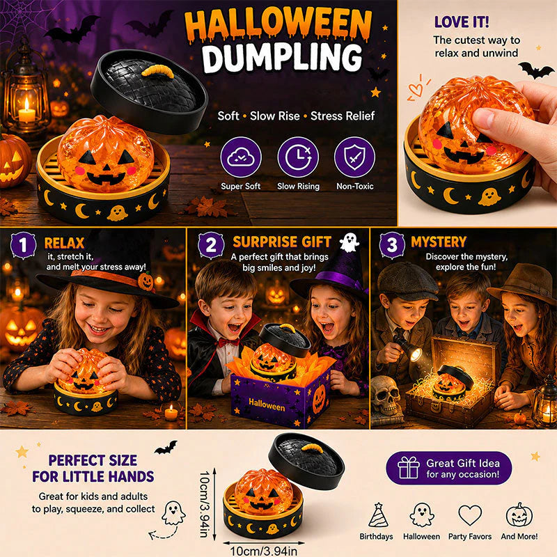 Halloween Mystery Squishy Toys, Cute Dumpling Stress Relief Squeeze Toys