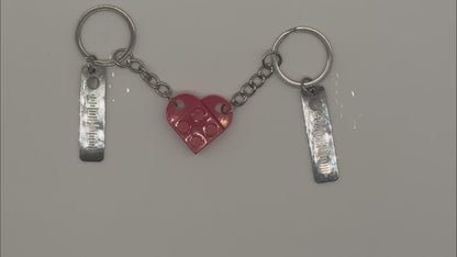 Anniversary Date Connecting Bricks Heart Keychain