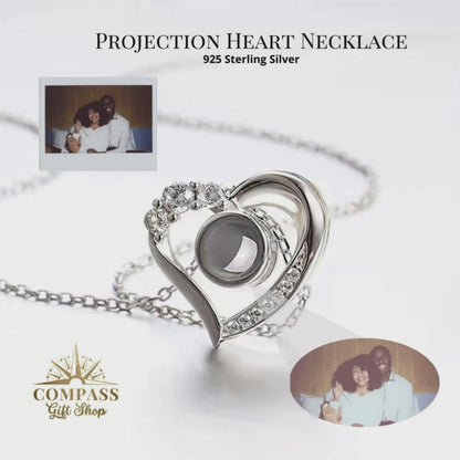 Personalized Heart Projection Necklace - 925 Sterling Silver