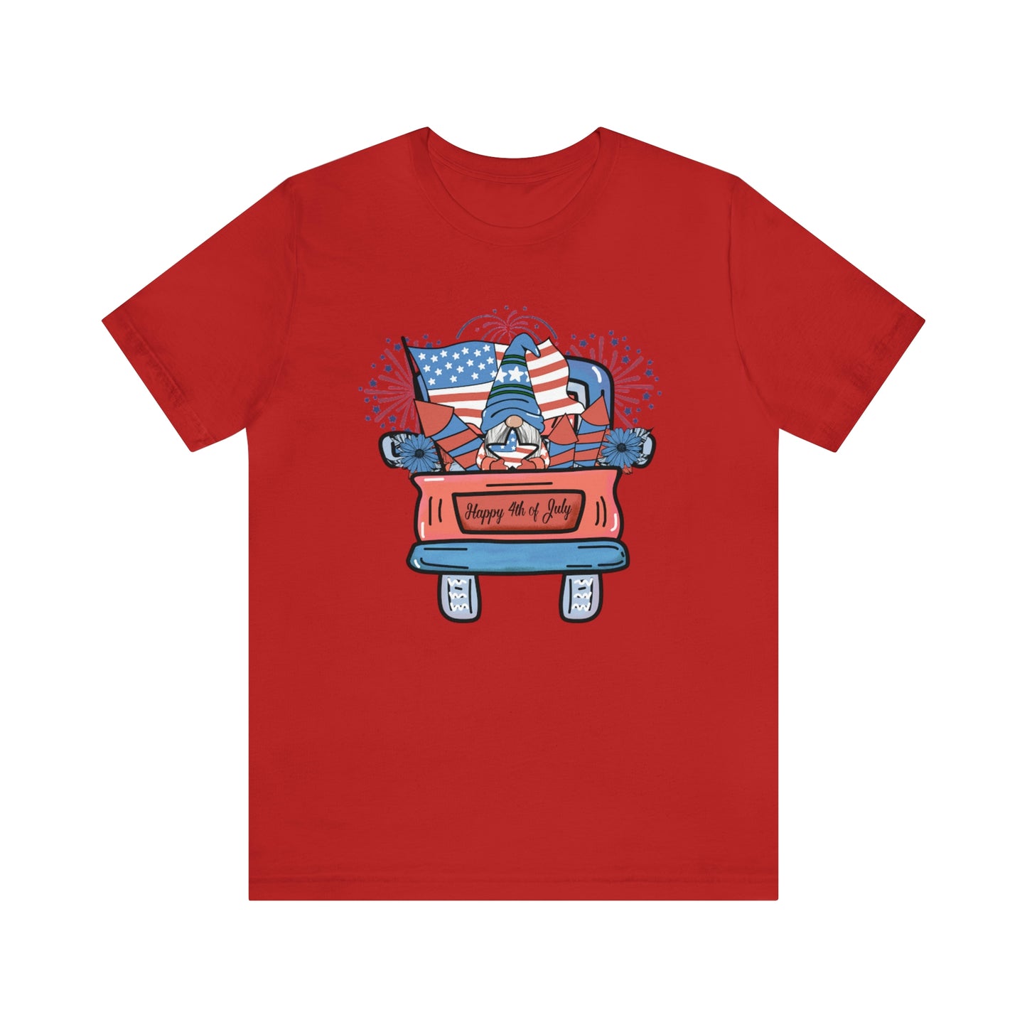 4th of July Gnome in Red Truck Shirt