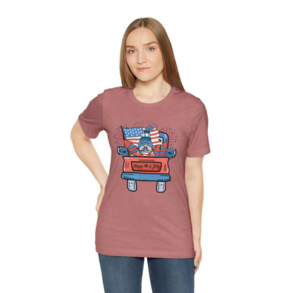 4th of July Gnome in Red Truck Shirt