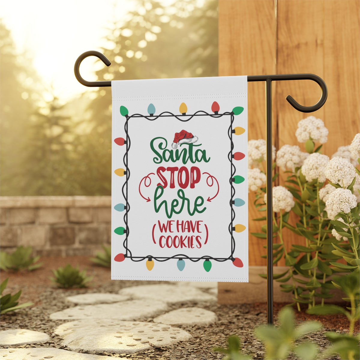 Santa Stop Here We Have Cookies Garden & House Banner