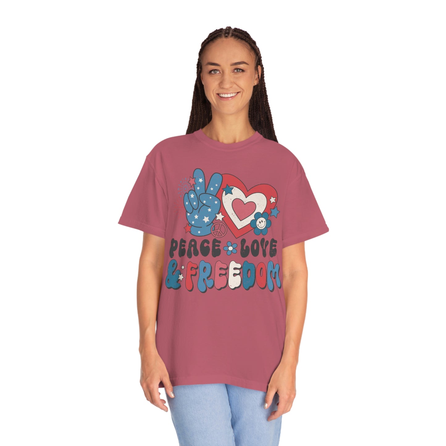 Retro 4th of July Peace, Love and Freedom Comfort Colors® shirt