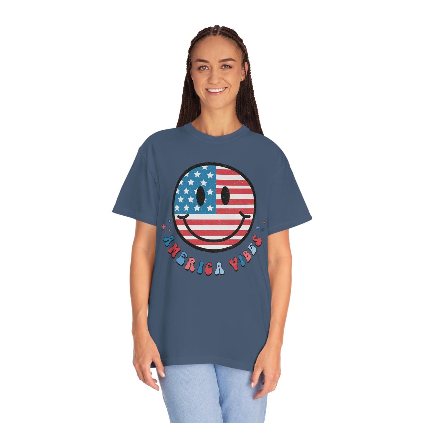 Retro American Vibes Smiley Face Comfort Colors Shirt