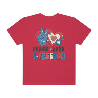 Retro 4th of July Peace, Love and Freedom Comfort Colors® shirt