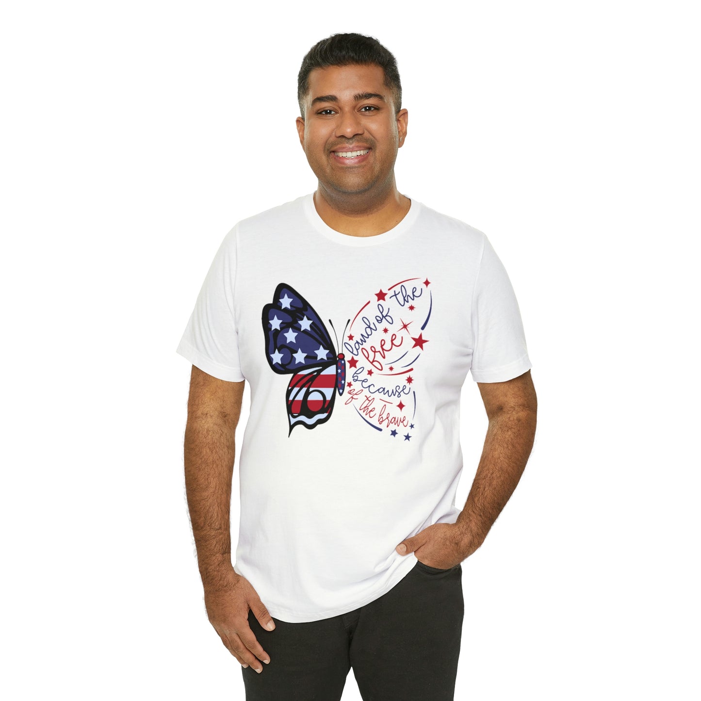 Land of the Free Because of the Brave Butterfly Shirt