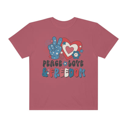 Retro 4th of July Peace, Love and Freedom Comfort Colors® shirt