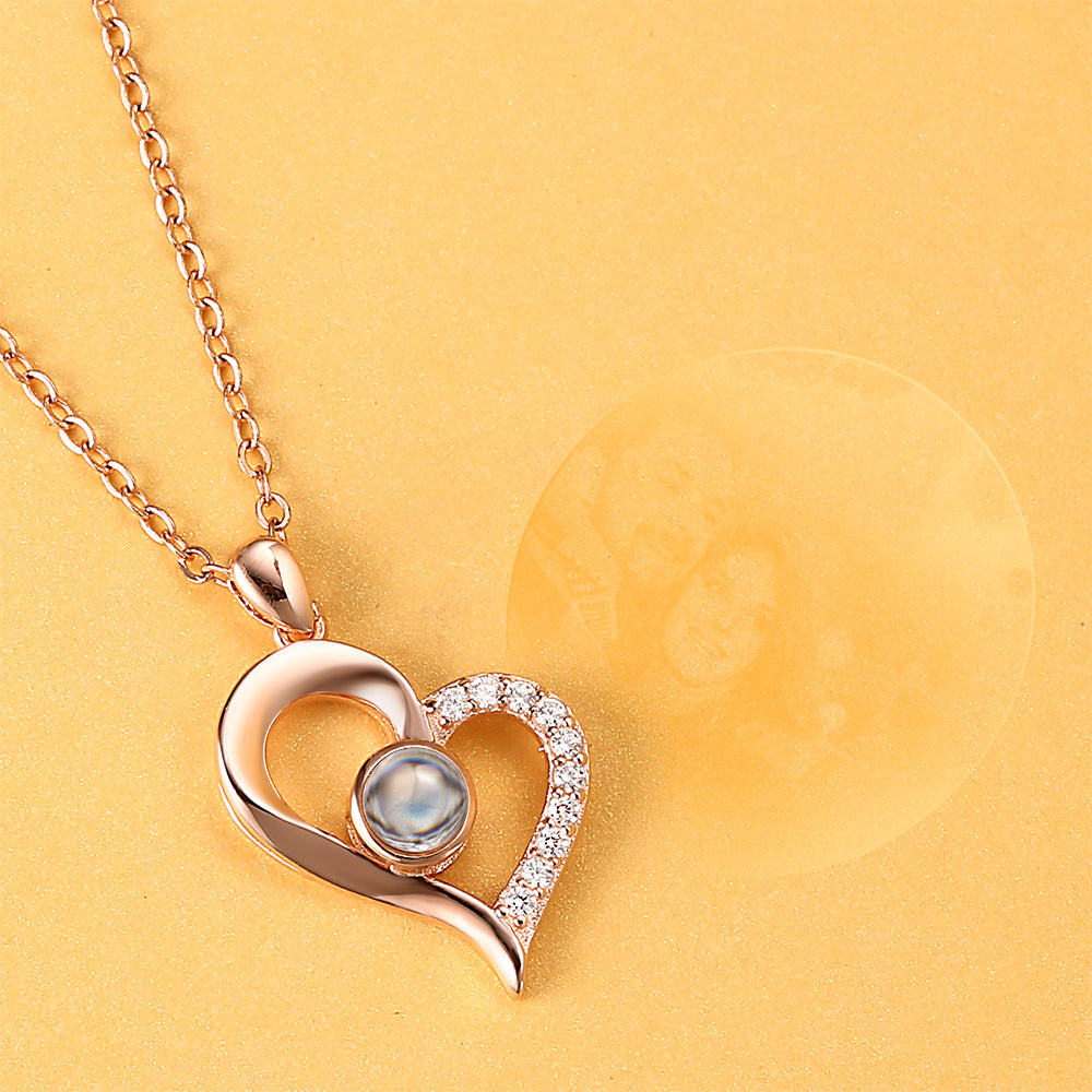 Personalized Heart Pendant Photo Projection Necklace