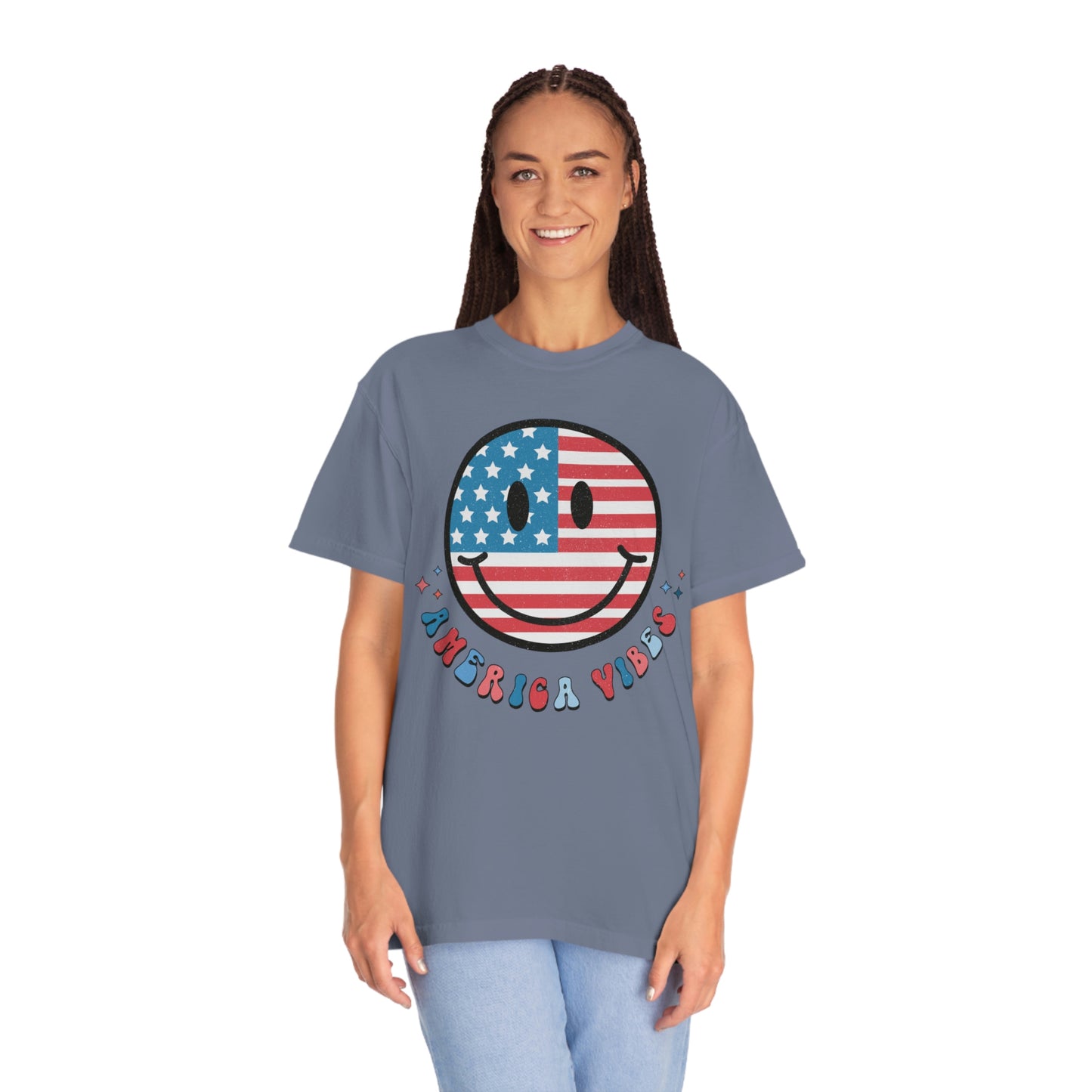 Retro American Vibes Smiley Face Comfort Colors Shirt