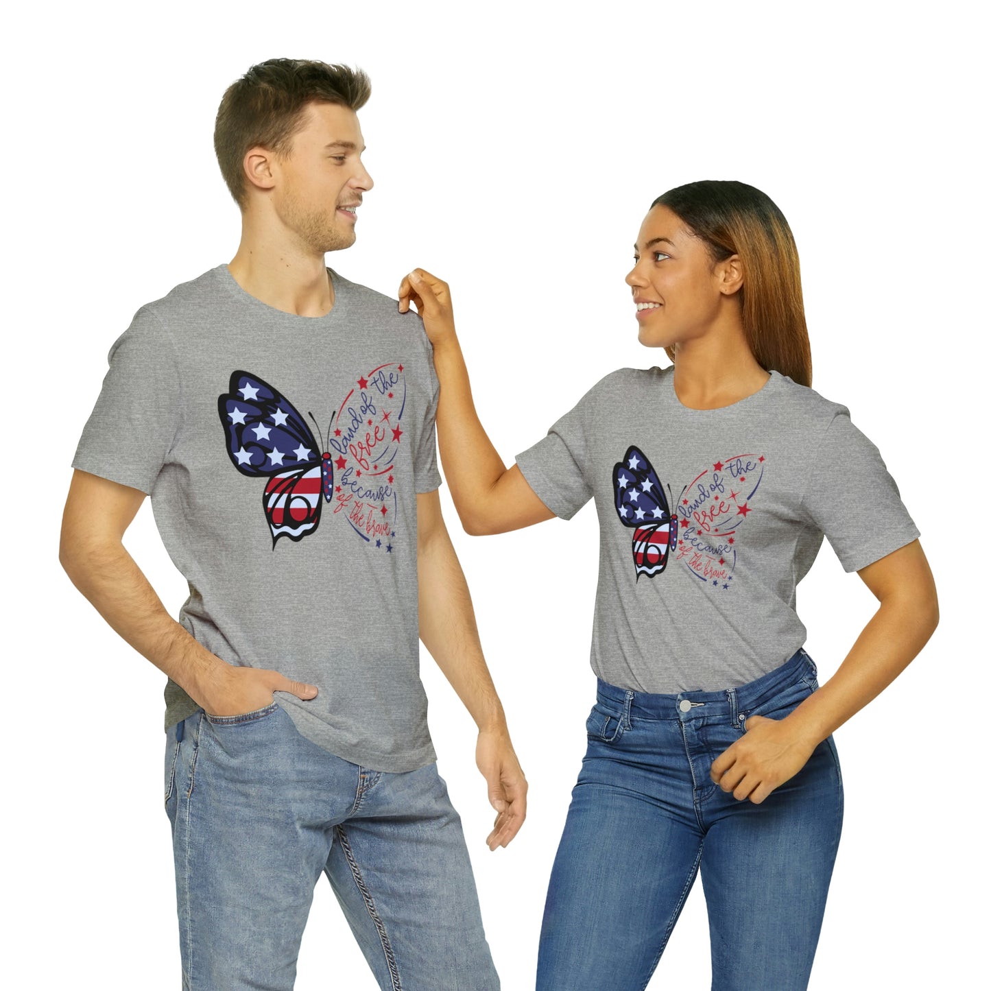 Land of the Free Because of the Brave Butterfly Shirt