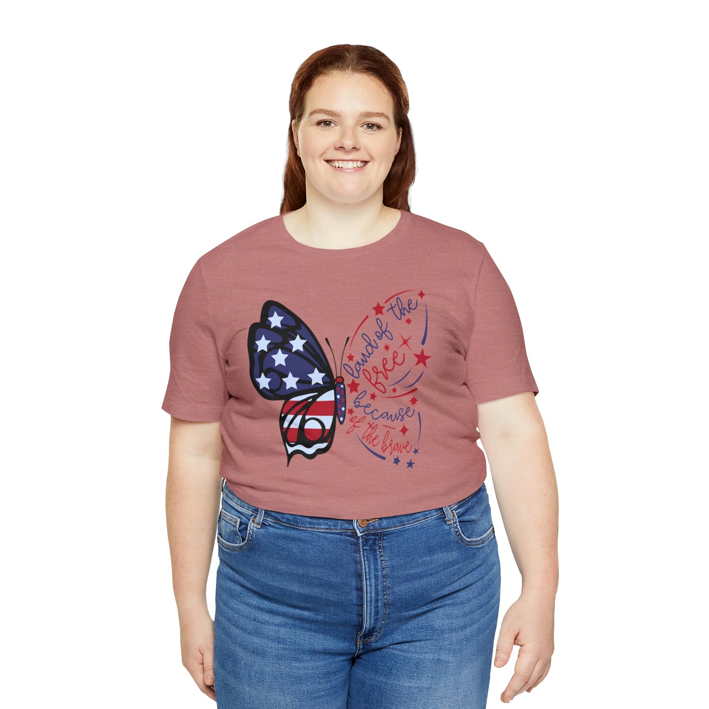 Land of the Free Because of the Brave Butterfly Shirt