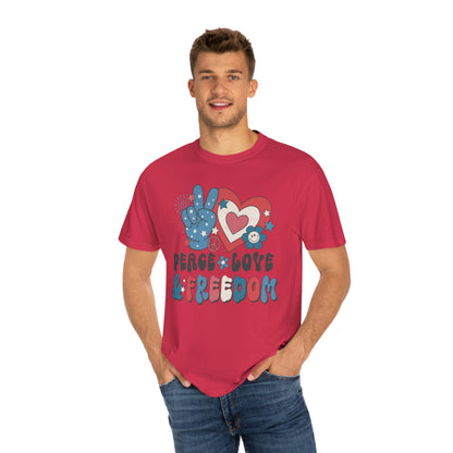 Retro 4th of July Peace, Love and Freedom Comfort Colors® shirt