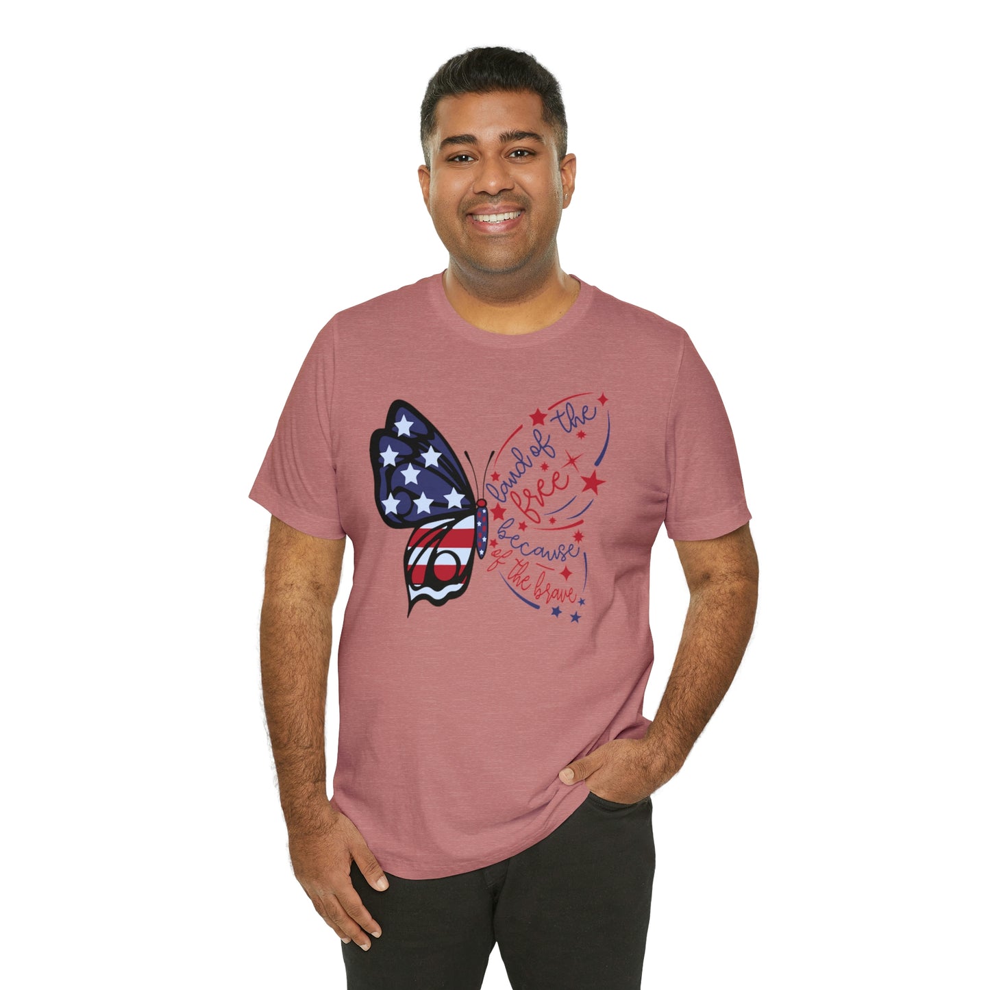 Land of the Free Because of the Brave Butterfly Shirt