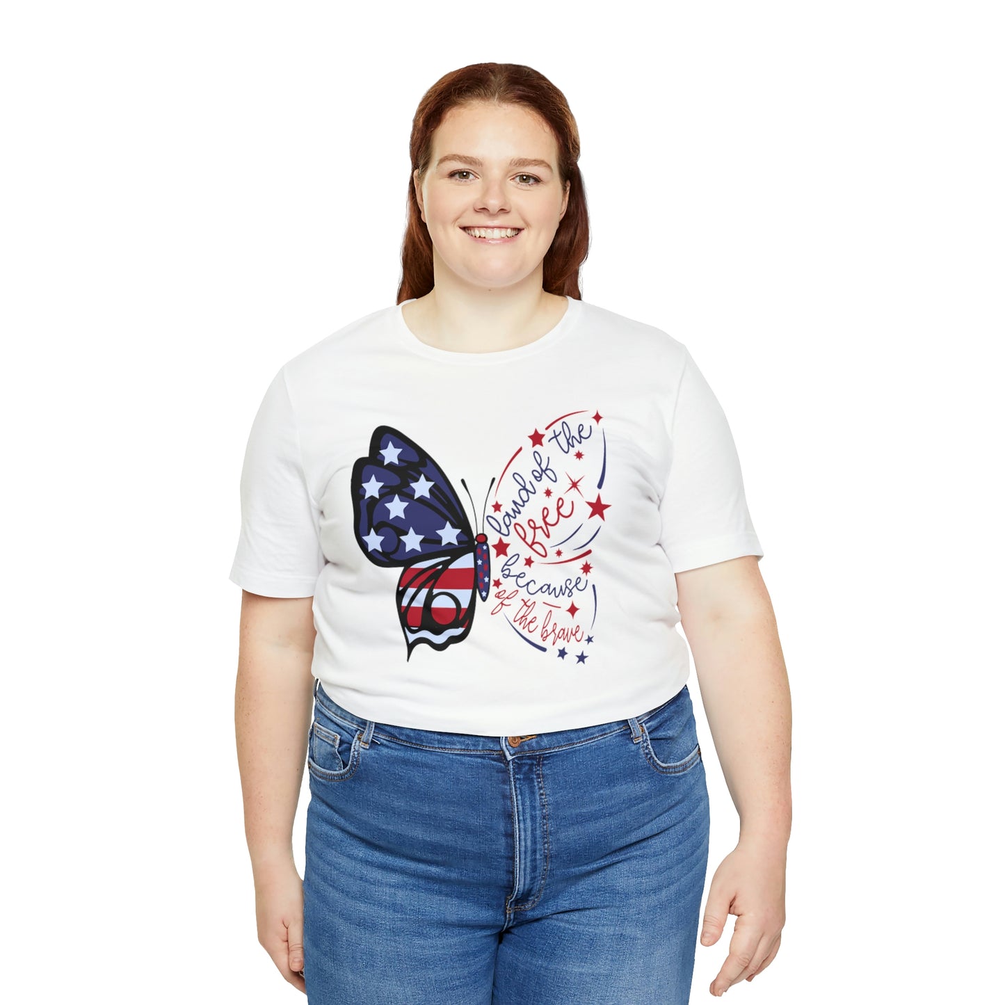 Land of the Free Because of the Brave Butterfly Shirt