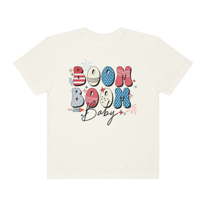 Retro Boom Boom Baby Patriotic  Comfort Colors Shirt