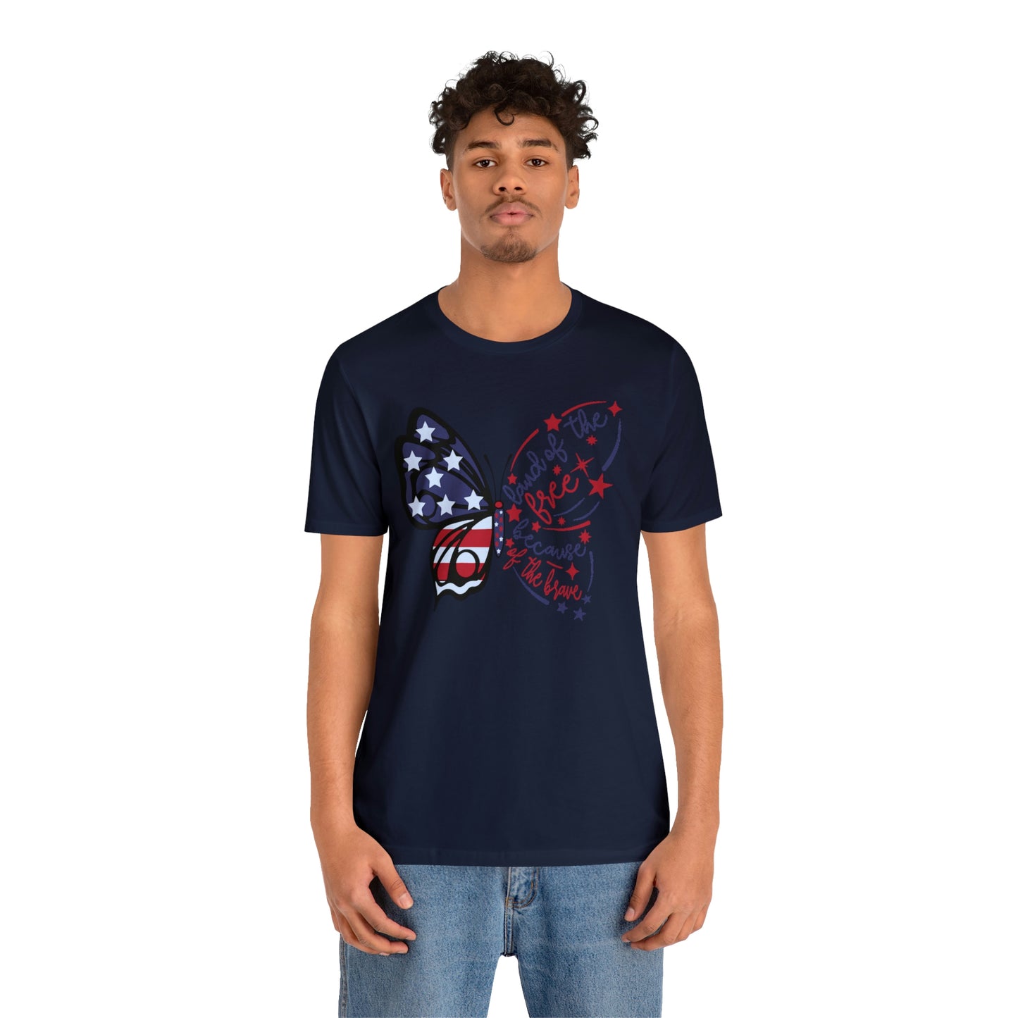 Land of the Free Because of the Brave Butterfly Shirt