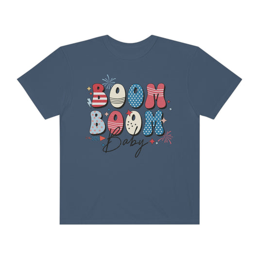 Retro Boom Boom Baby Patriotic  Comfort Colors Shirt