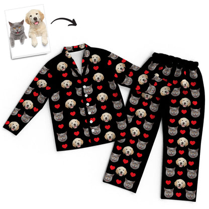 Personalized Pajama Set with Faces & Hearts - Long Sleeve, Unisex