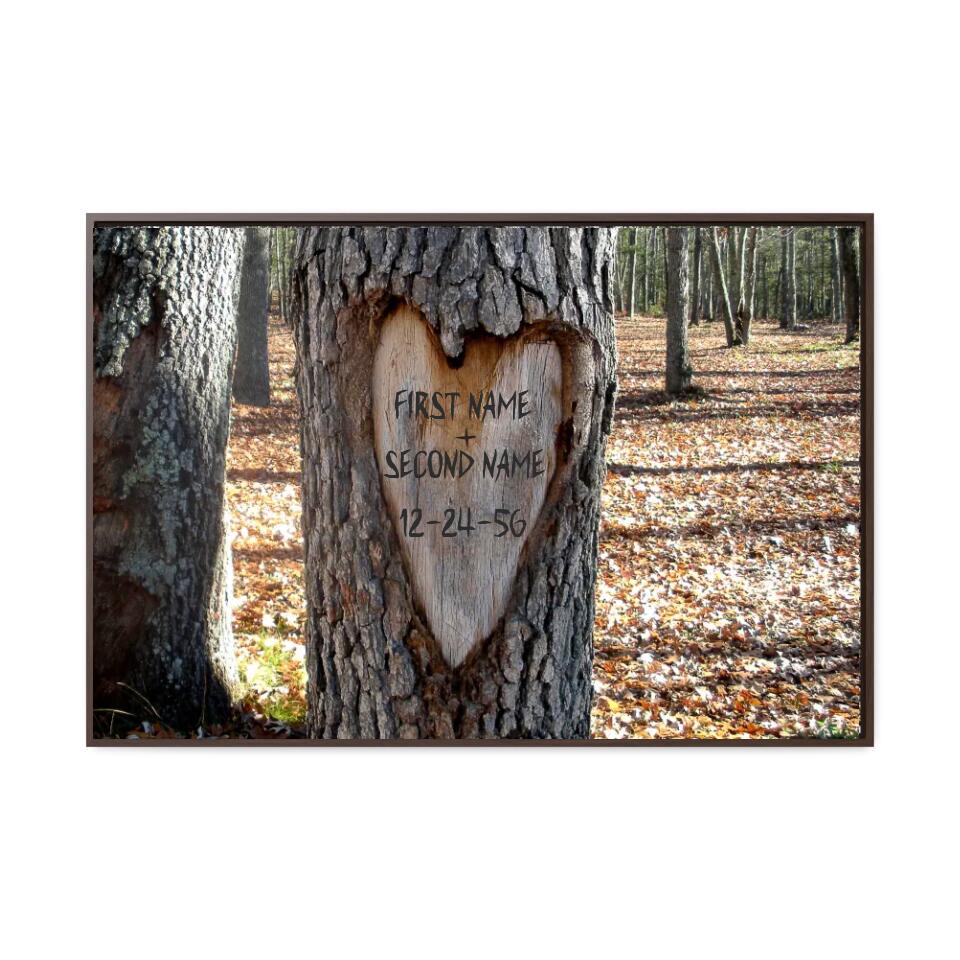 Names Carved in Oak Tree Artwork