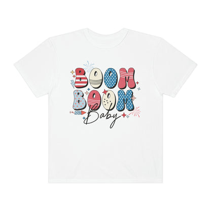 Retro Boom Boom Baby Patriotic  Comfort Colors Shirt