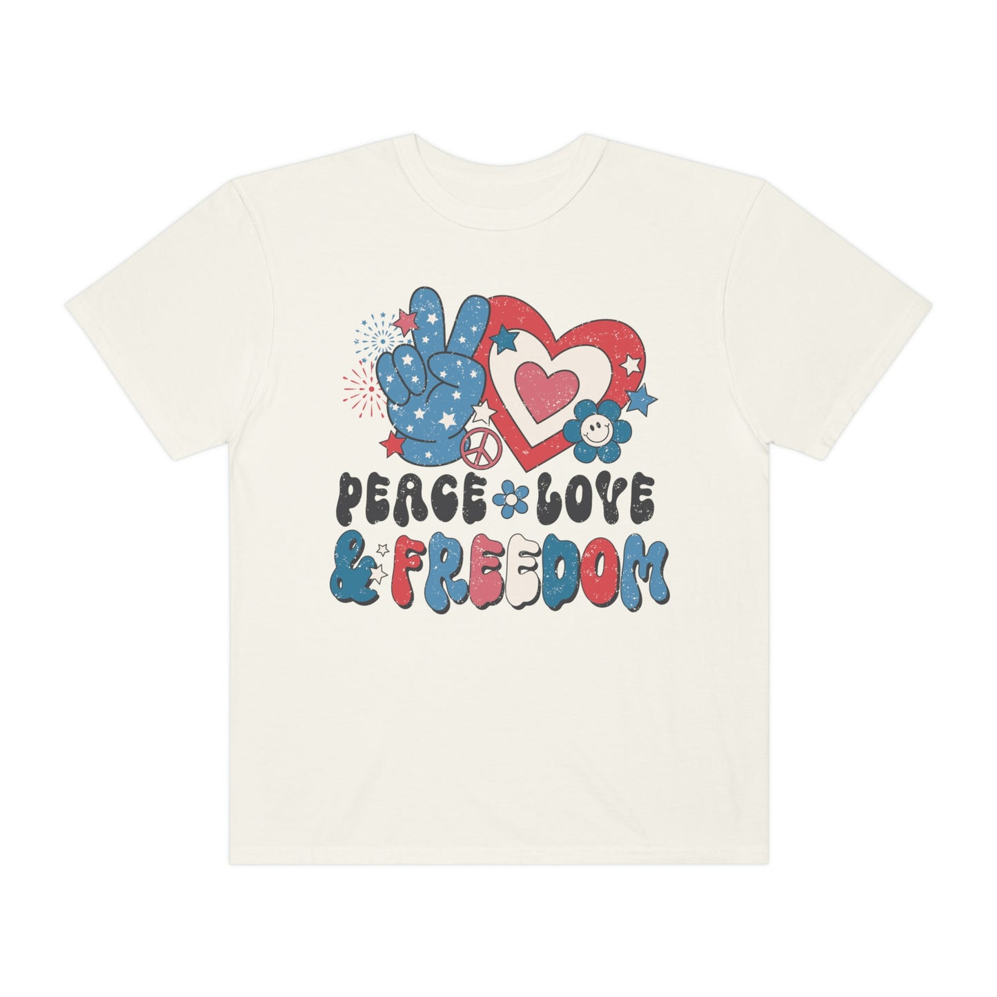 Retro 4th of July Peace, Love and Freedom Comfort Colors® shirt