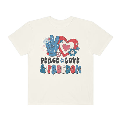 Retro 4th of July Peace, Love and Freedom Comfort Colors® shirt