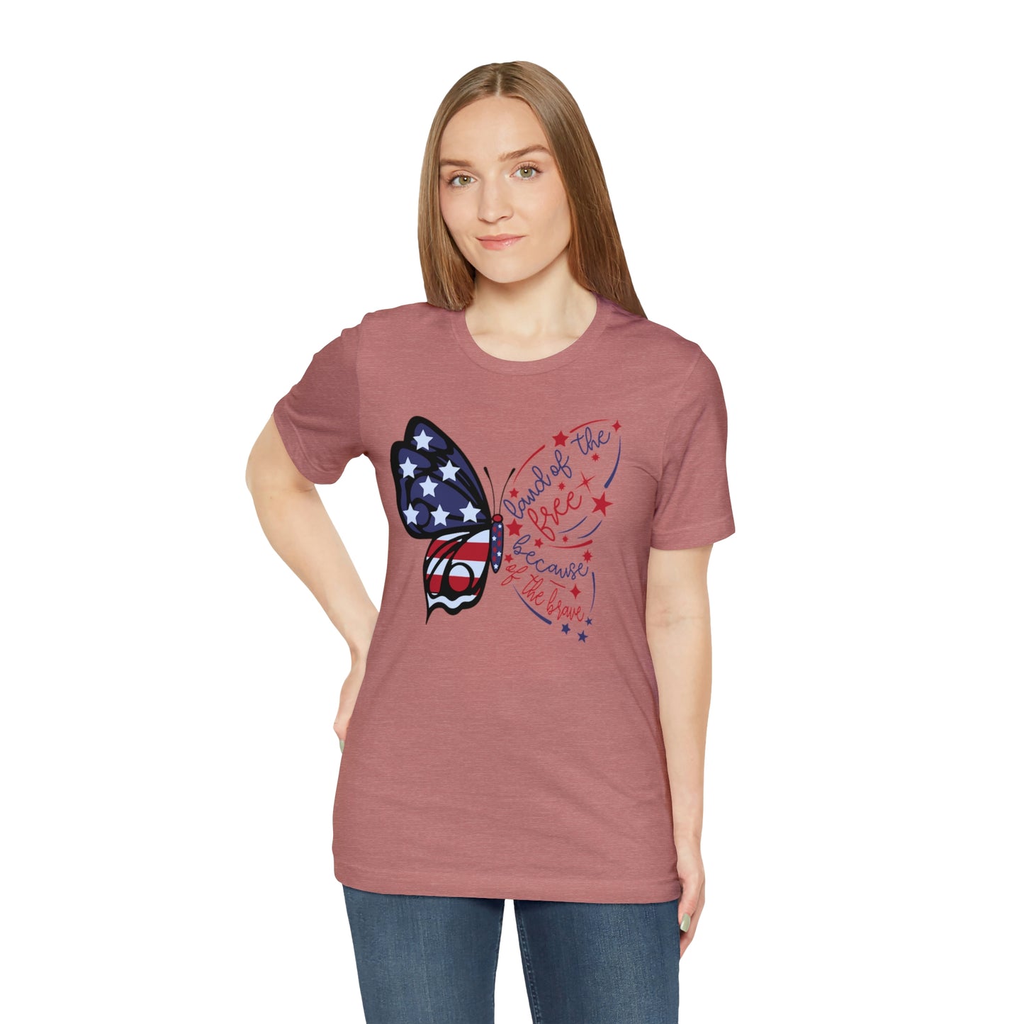 Land of the Free Because of the Brave Butterfly Shirt