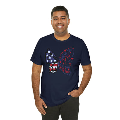 Land of the Free Because of the Brave Butterfly Shirt