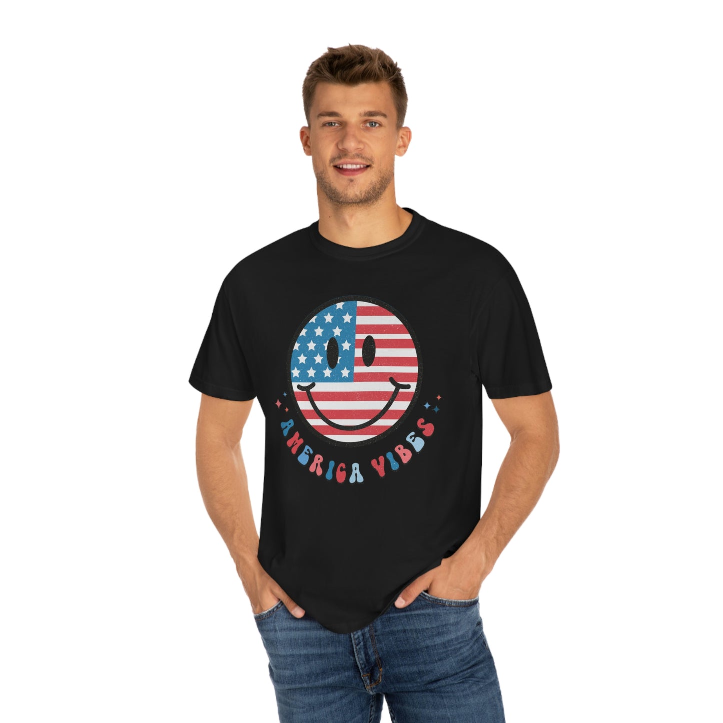 Retro American Vibes Smiley Face Comfort Colors Shirt