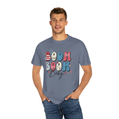 Retro Boom Boom Baby Patriotic  Comfort Colors Shirt