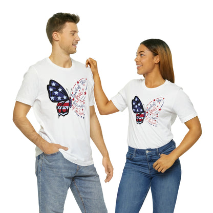 Land of the Free Because of the Brave Butterfly Shirt