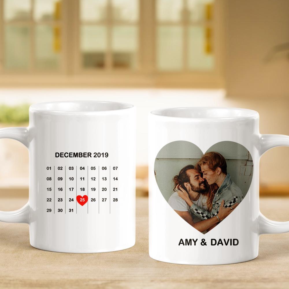 Customized Name Calendar Mugs With Picture For Anniversary