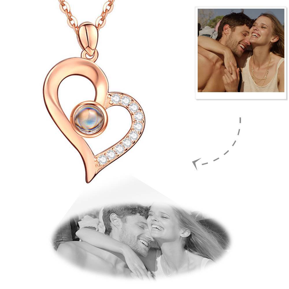 Personalized Photo Projection Heart Pendant Necklace