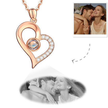 Personalized Heart Pendant Photo Projection Necklace