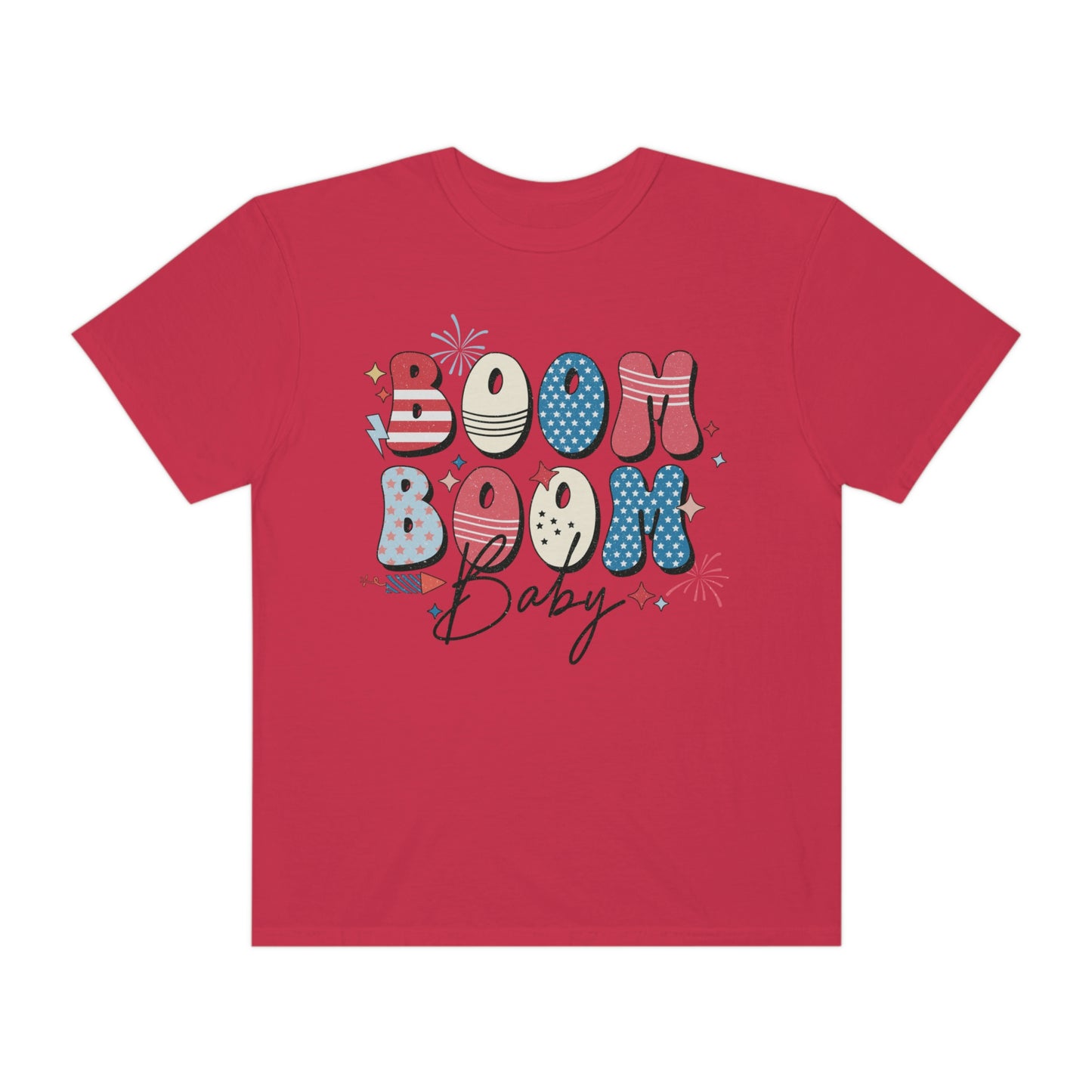 Retro Boom Boom Baby Patriotic  Comfort Colors Shirt