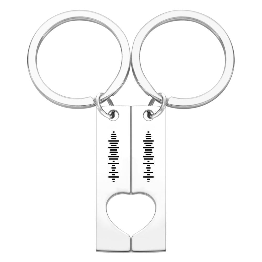 Custom Scannable Music Code Couple Keychains - Engraved Stainless Steel