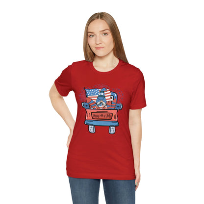 4th of July Gnome in Red Truck Shirt