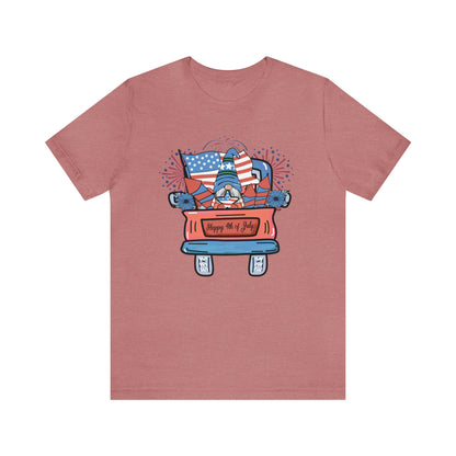 4th of July Gnome in Red Truck Shirt