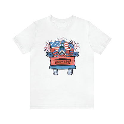 4th of July Gnome in Red Truck Shirt