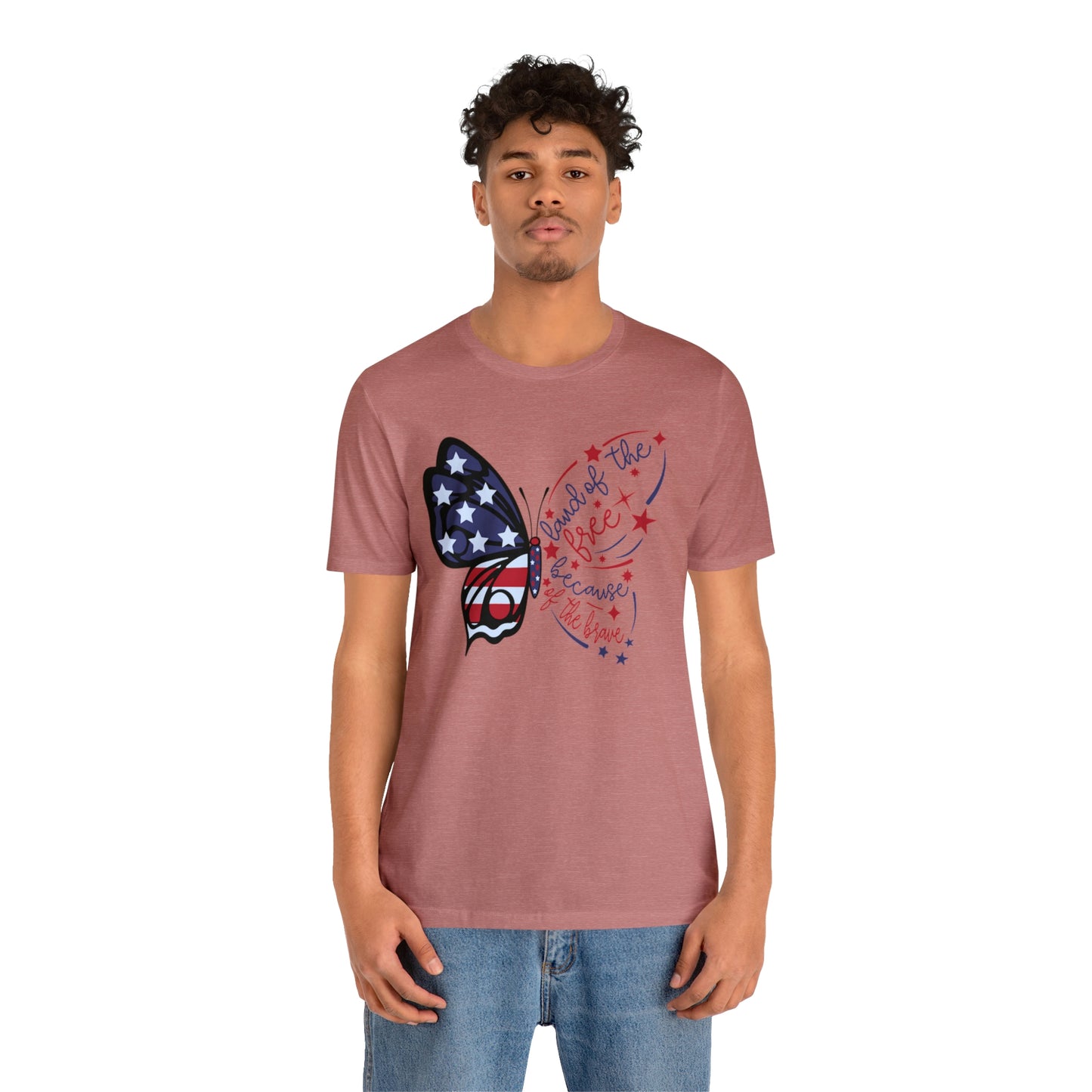 Land of the Free Because of the Brave Butterfly Shirt