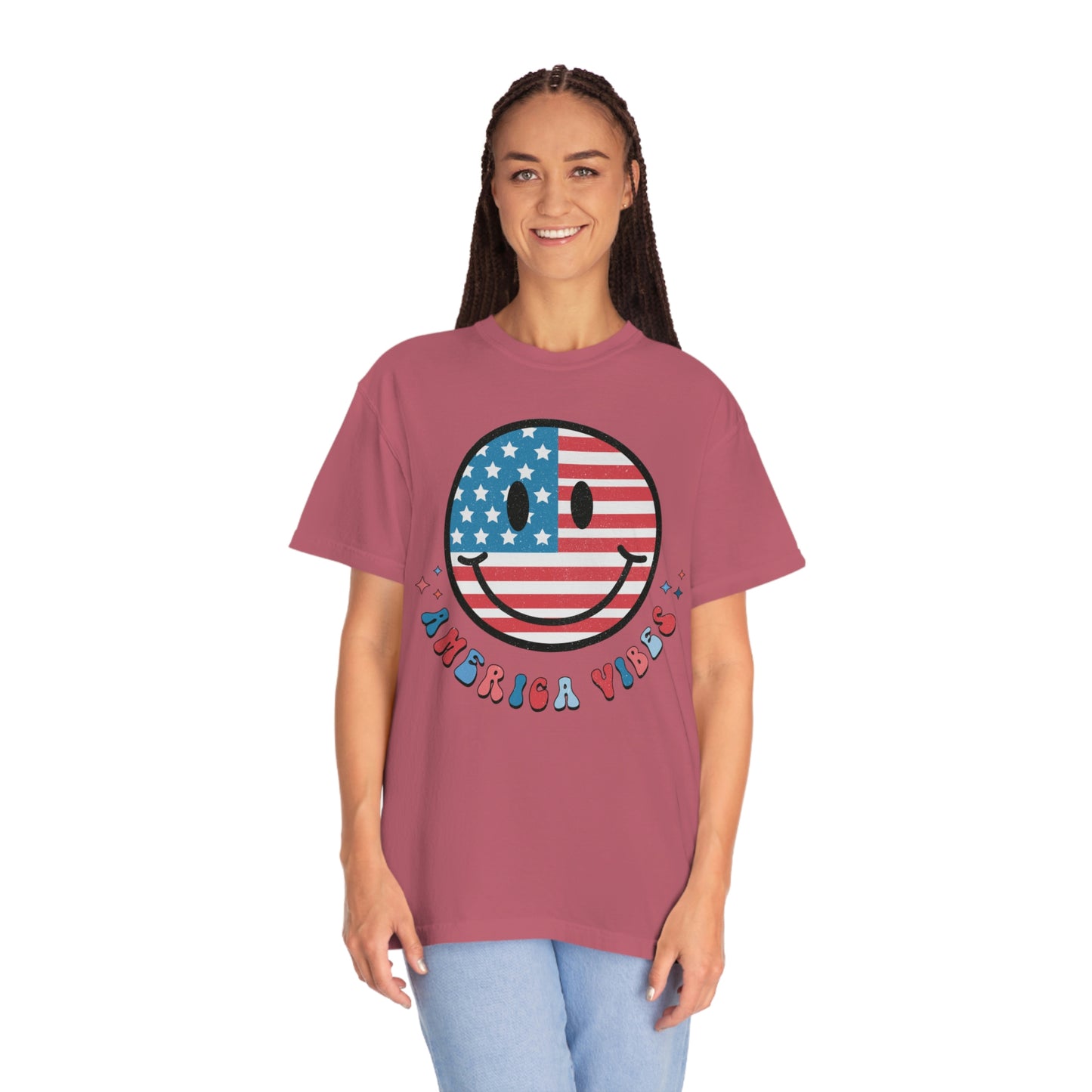 Retro American Vibes Smiley Face Comfort Colors Shirt