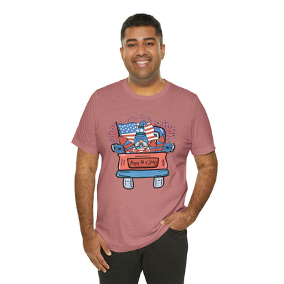 4th of July Gnome in Red Truck Shirt