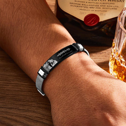 Black with bright mans hand Personalized Scannable Music Code Mens Bracelet