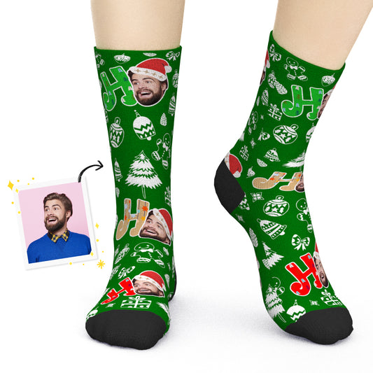 Personalized Face Ho Ho Ho Christmas Socks