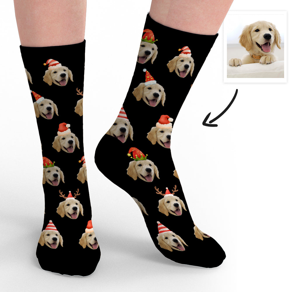 Custom Holiday Hats Pet Face Christmas Socks