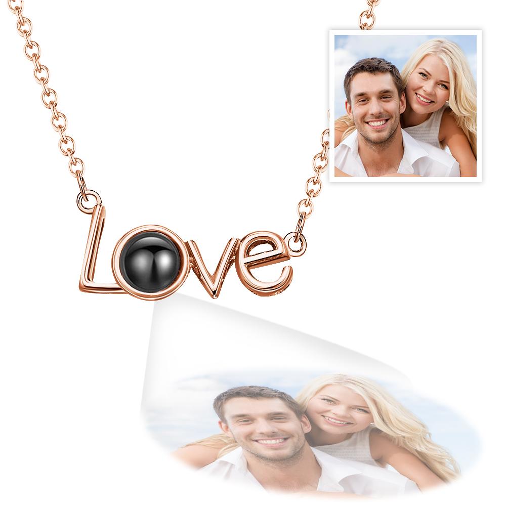 Custom LOVE Picture Projection Necklace 925 Sterling Silver