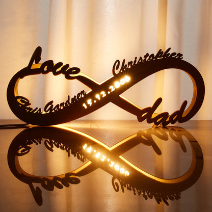 Love Dad Custom Engraved Night Light Infinity Name Wood Night Lamp