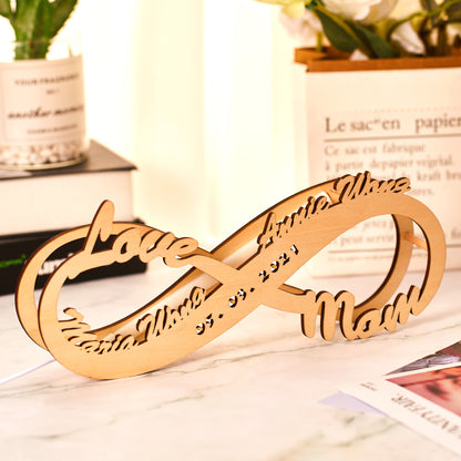 Love Mom Custom Engraved Night Light Infinity Name Wood Night Lamp