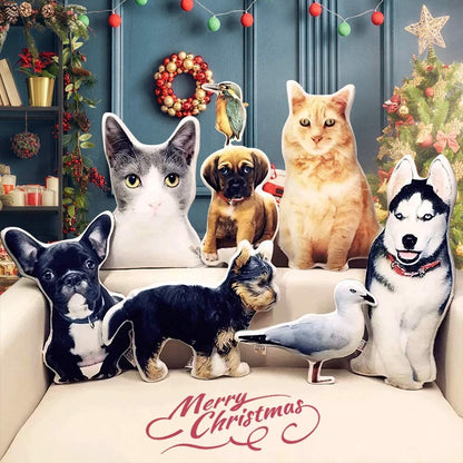 Merry Christmas Various Custom Shaped Pet Portrait Pillow