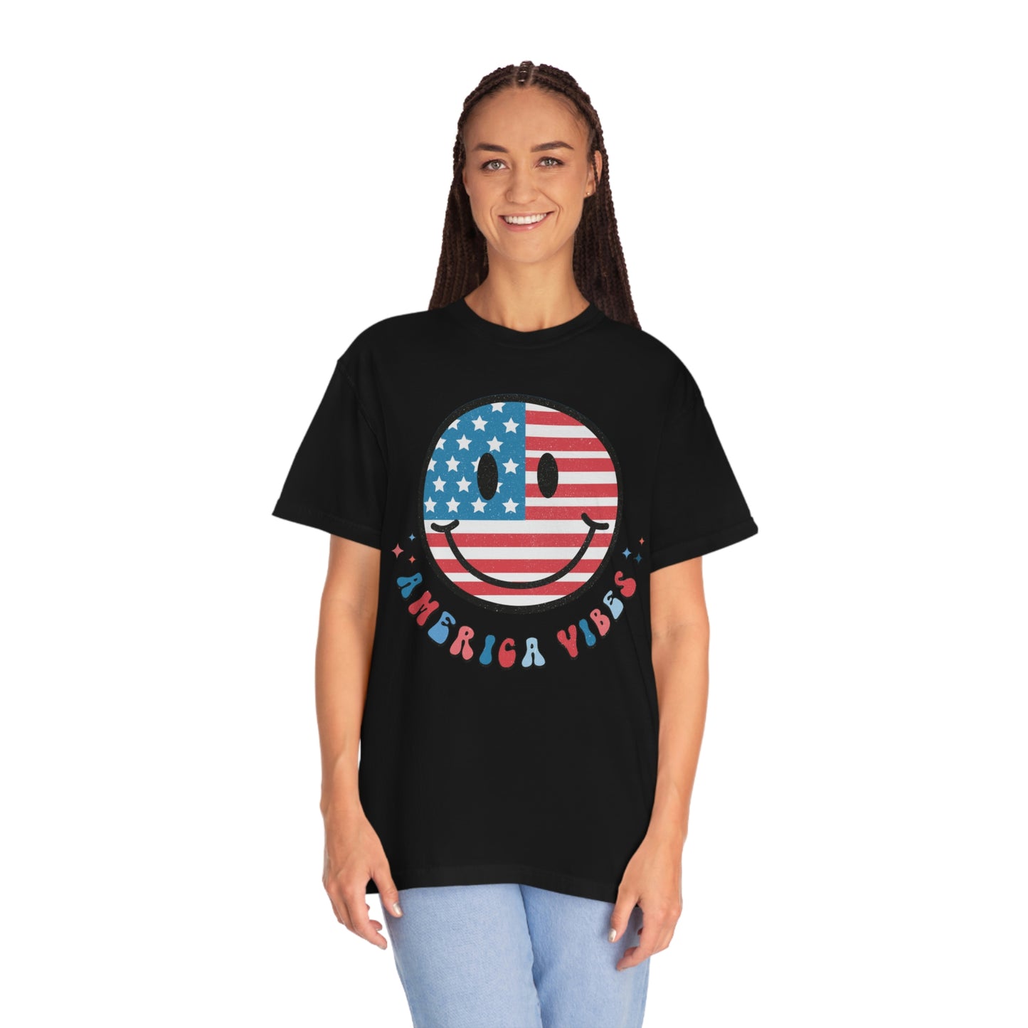 Retro American Vibes Smiley Face Comfort Colors Shirt